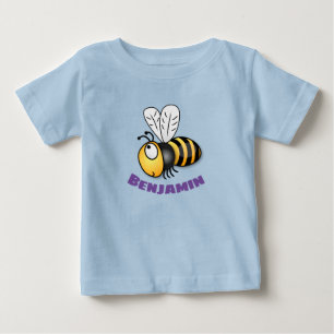 Cute happy fly bee yellow cartoon illustratie