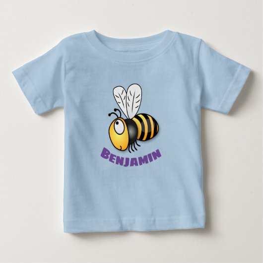 Cute happy fly bee yellow cartoon illustratie (Voorkant)