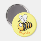 Cute happy fly bee yellow cartoon illustratie magneet (Voorkant / Achterkant)