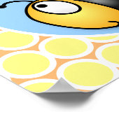 Cute happy fly bee yellow cartoon illustratie poster (Hoek)