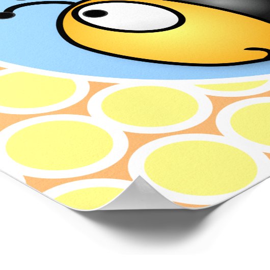 Cute happy fly bee yellow cartoon illustratie poster (Hoek)