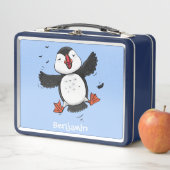 Cute happy fly puffin blue cartoon illustratie (In situ)