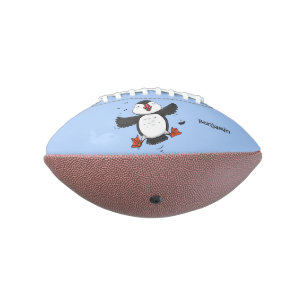 Cute happy fly puffin blue cartoon illustratie american football