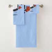 Cute happy fly puffin blue cartoon illustratie bad handdoek (Insitu)