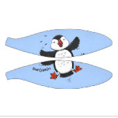 Cute happy fly puffin blue cartoon illustratie basketbal (Panelen)