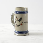 Cute happy fly puffin blue cartoon illustratie bierpul (Voorkant links)