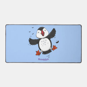 Cute happy fly puffin blue cartoon illustratie bureaumat