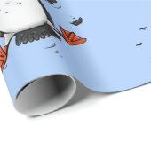 Cute happy fly puffin blue cartoon illustratie cadeaupapier (Rol Hoek)