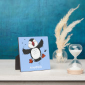 Cute happy fly puffin blue cartoon illustratie fotoplaat (Insitu)