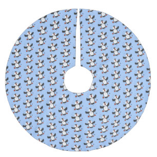Cute happy fly puffin blue cartoon illustratie kerstboom rok