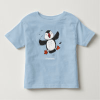Cute happy fly puffin blue cartoon illustratie