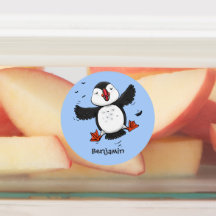 Cute happy fly puffin blue cartoon illustratie