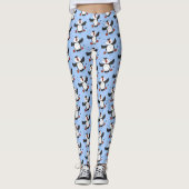 Cute happy fly puffin blue cartoon illustratie leggings (Voorkant)