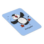 Cute happy fly puffin blue cartoon illustratie magneet (Rechterzijde)