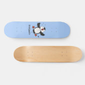 Cute happy fly puffin blue cartoon illustratie persoonlijk skateboard (Horizontaal)