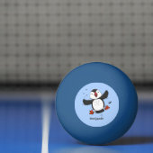Cute happy fly puffin blue cartoon illustratie pingpongbal (Net)