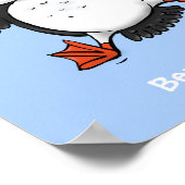 Cute happy fly puffin blue cartoon illustratie poster (Hoek)