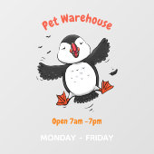 Cute happy fly puffin blue cartoon illustratie raamsticker (Vel)