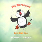 Cute happy fly puffin blue cartoon illustratie raamsticker (Vel 3)