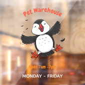 Cute happy fly puffin blue cartoon illustratie raamsticker (Vel 2)