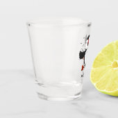 Cute happy fly puffin blue cartoon illustratie shot glas (Links)