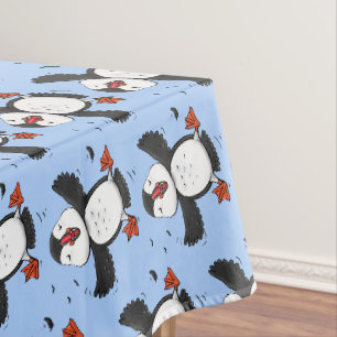 Cute happy fly puffin blue cartoon illustratie tafelkleed