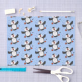 Cute happy fly puffin blue cartoon illustratie tissuepapier (Craft)
