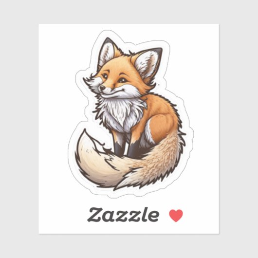 Cute Happy Fox Sticker (Vel)
