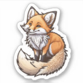 Cute Happy Fox Sticker (Voorkant)