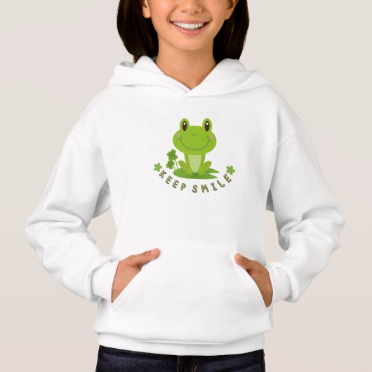 Cute Happy Frog Keep Smile Meisjes Hoodie (Voorkant)