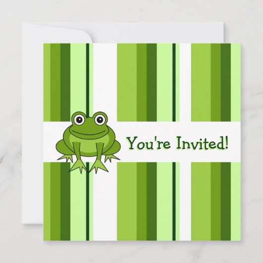 Cute Happy Frog met Stripes Birthday Invite Kaart (Achterkant)