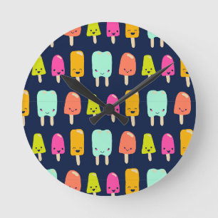 Cute Happy Fruit Popsicle Kawaii Faces Trivet Ronde Klok