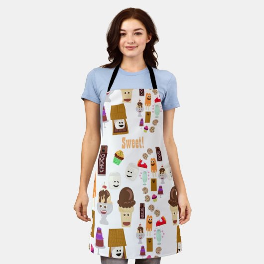 Cute Happy Fun Dessert Cartoon Pattern Schort (Gedragen)