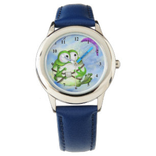 Cute Happy Funny Frog Paraglider - Cartoon Tekenin Horloge
