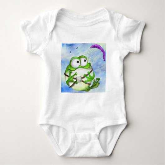 Cute Happy Funny Frog Paraglider - Cartoon Tekenin Romper (Voorkant)