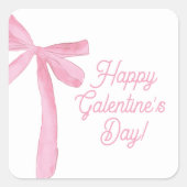 Cute Happy Galentine's day Pink Ribbons Bows Vierkante Sticker (Voorkant)
