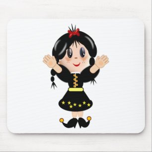 Cute happy girl cartoon muismat