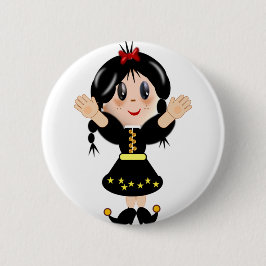 Cute happy girl cartoon ronde button 5,7 cm