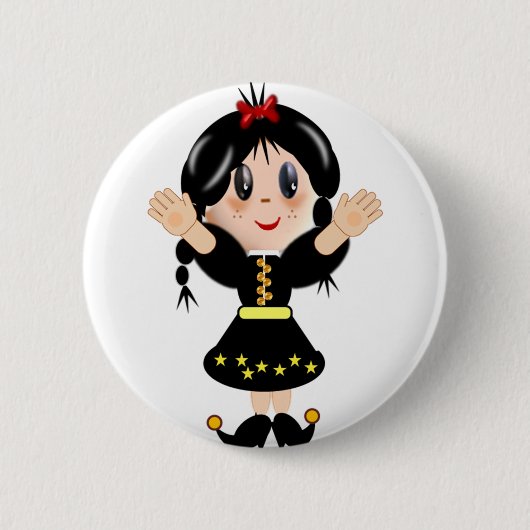 Cute happy girl cartoon ronde button 5,7 cm (Voorkant)