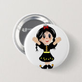 Cute happy girl cartoon ronde button 5,7 cm (Voorkant /achterkant)