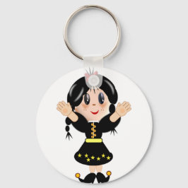 Cute happy girl cartoon sleutelhanger