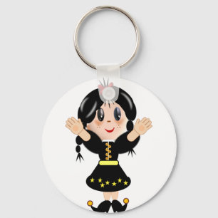 Cute happy girl cartoon sleutelhanger