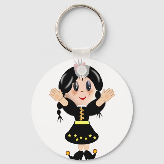 Cute happy girl cartoon sleutelhanger (Voorkant)