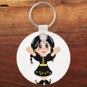Cute happy girl cartoon sleutelhanger (Voorkant)