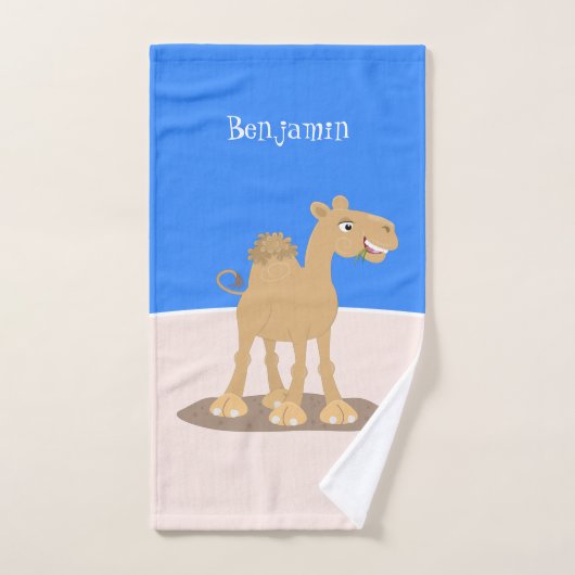 Cute happy glimlach camel cartoon illustratie bad handdoek (Handdoek)