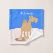 Cute happy glimlach camel cartoon illustratie bad handdoek (Wasdoekje)
