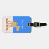 Cute happy glimlach camel cartoon illustratie bagagelabel (Voorkant horizontaal)