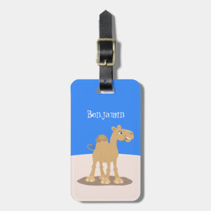 Cute happy glimlach camel cartoon illustratie bagagelabel