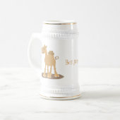 Cute happy glimlach camel cartoon illustratie bierpul (Voorkant links)