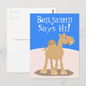 Cute happy glimlach camel cartoon illustratie briefkaart (Voorkant / Achterkant)